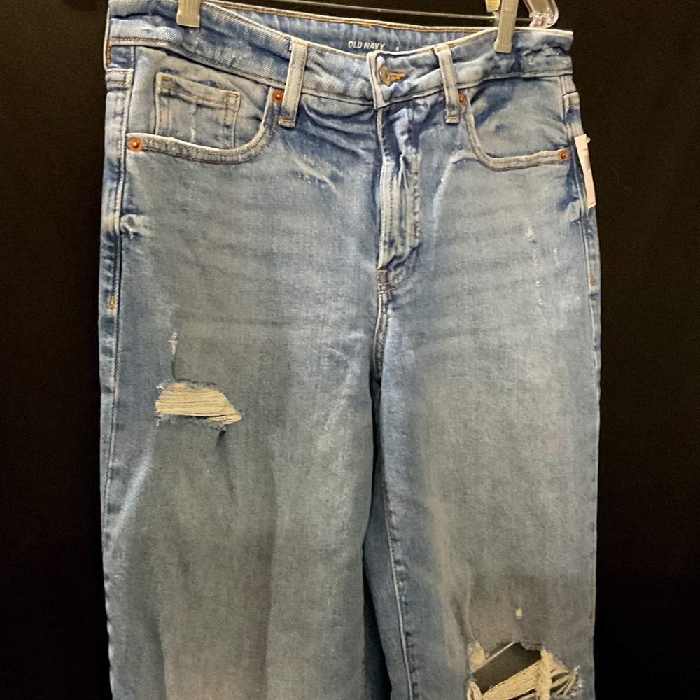 Old Navy O.G. Loose Hi-Rise Distressed Jeans Size 8 NWT